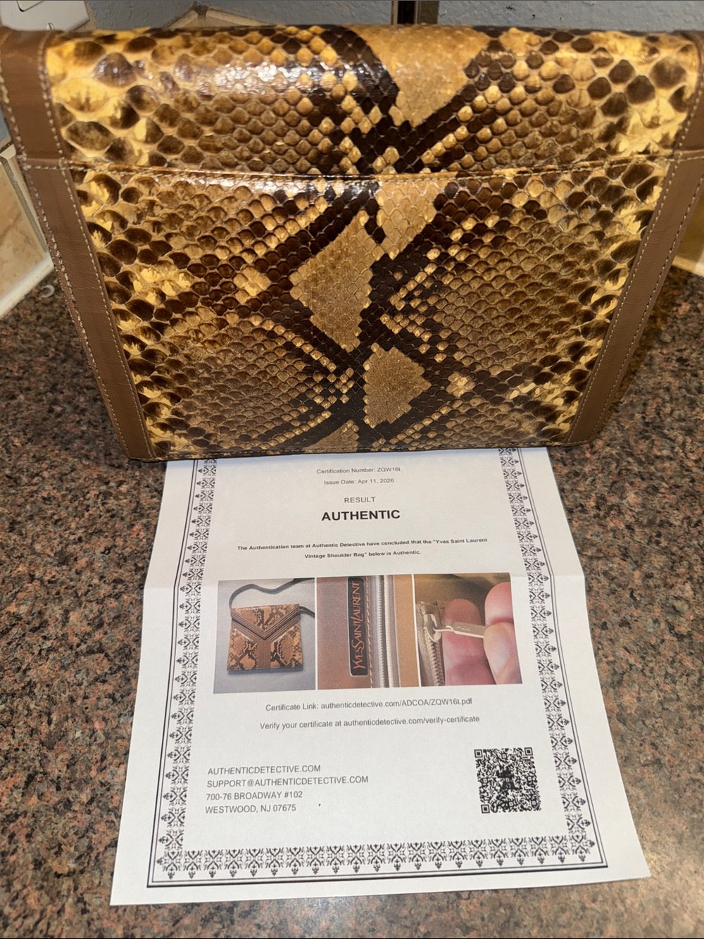 Yves Saint Laurent vintage exotic Snake skin Shoulder Bag EUC with COA - Picture 4 of 11